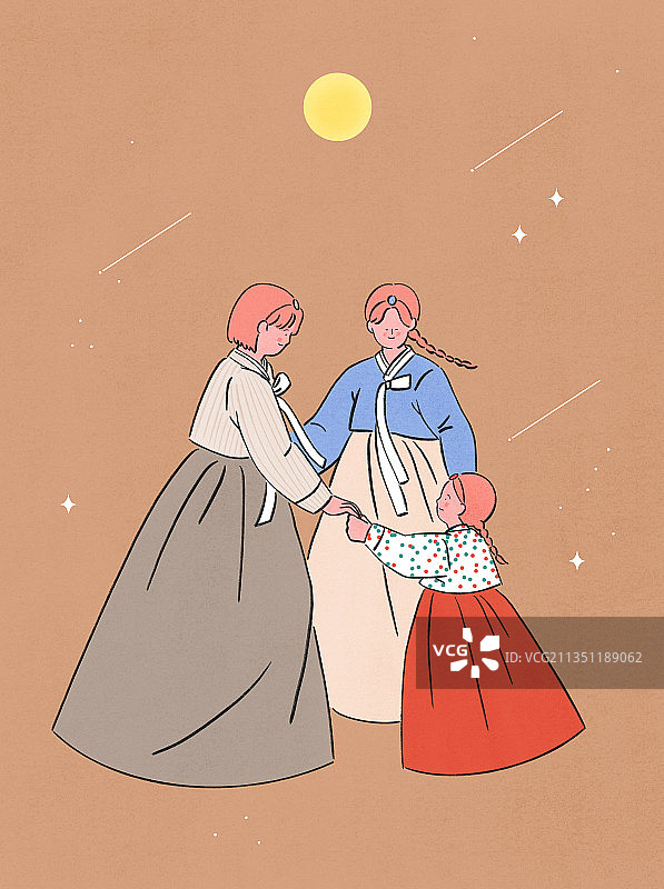 中秋节，节日，韩服，传统文化，传统，家庭，满月，江江道来图片素材