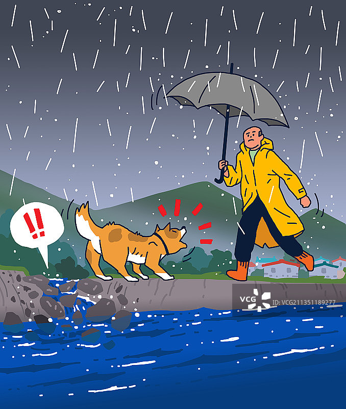 雨季自然灾害救援插画图片素材