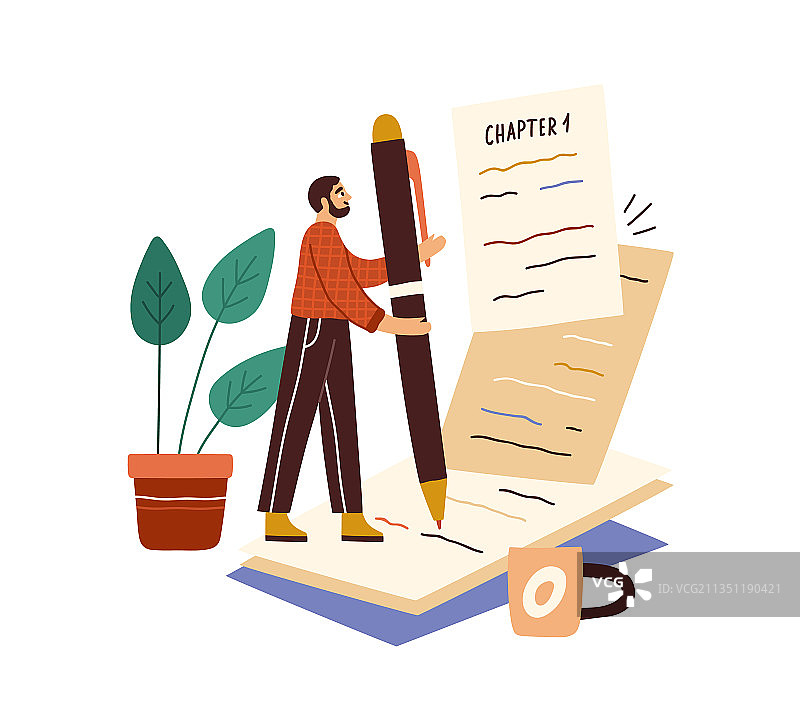 作家用笔在纸上写作图片素材