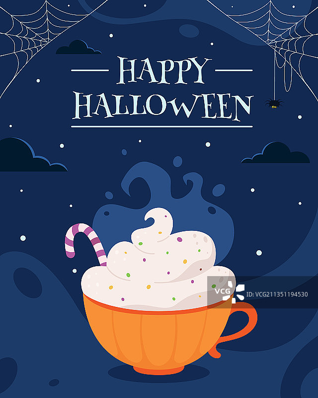 万圣节快乐贺卡与节日饮品图片素材