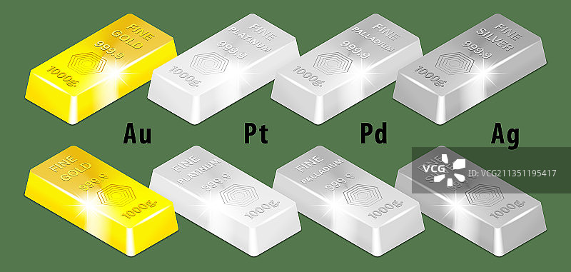 3D贵金属金条组合图片素材