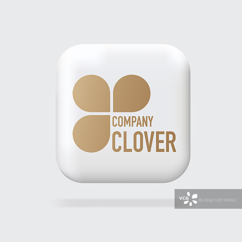 抽象金色三叶草公司Logo 3D设计图片素材