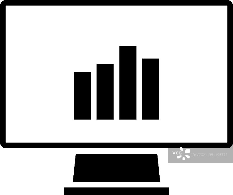 带分析图表图标的显示器图片素材