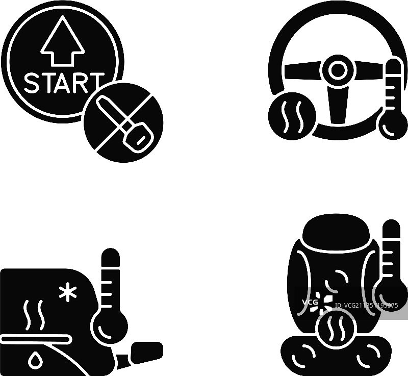 现代汽车功能黑色图标集图片素材