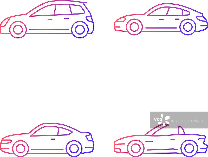 实用跑车渐变线性图标集图片素材