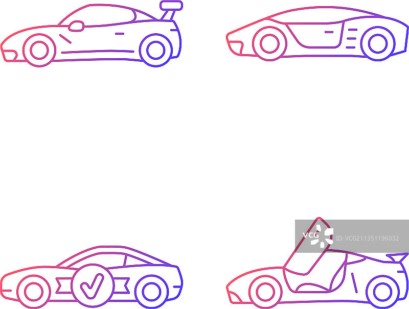 赛车模型渐变线性图标集图片素材