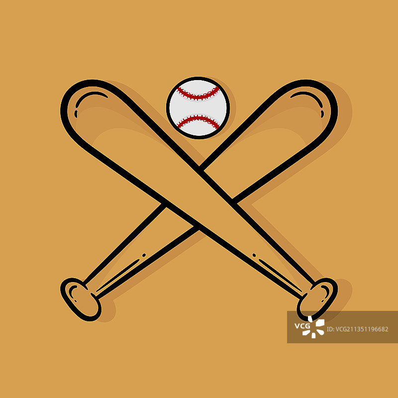手绘棒球棒和棒球图片素材