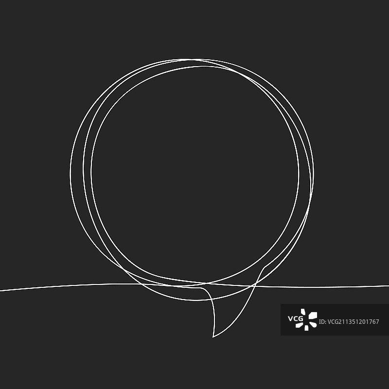 黑色圆形气泡连续线条画图片素材