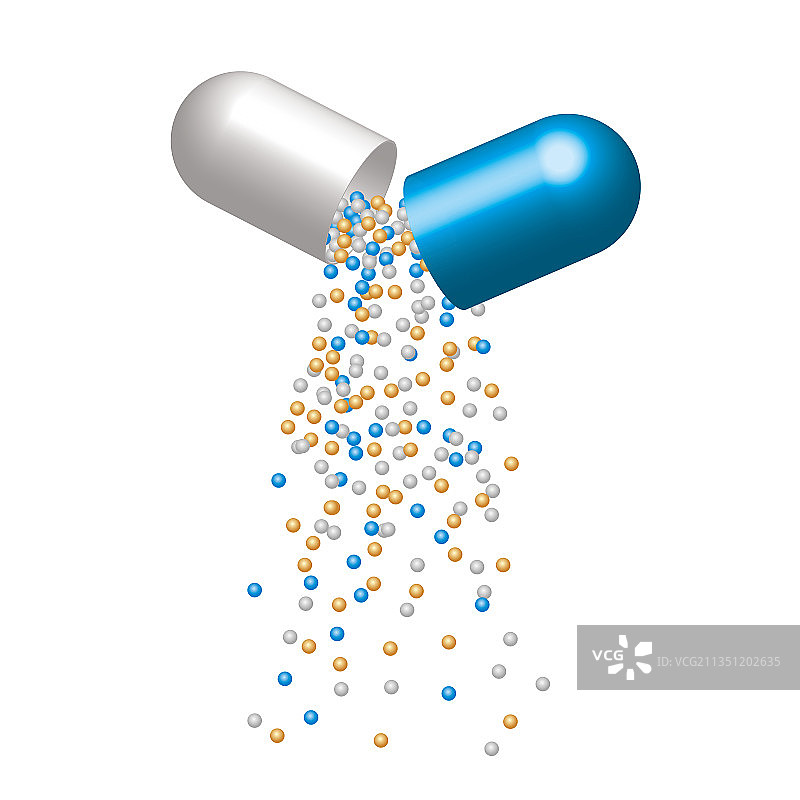 打开的蓝色胶囊图片素材