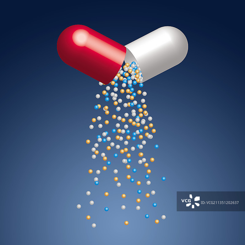 打开的红色胶囊图片素材