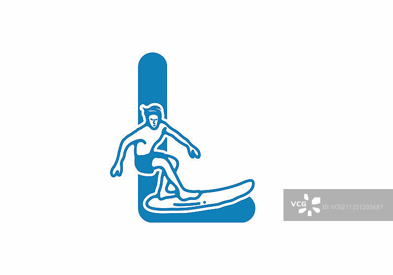 带有字母L的冲浪线条艺术图片素材