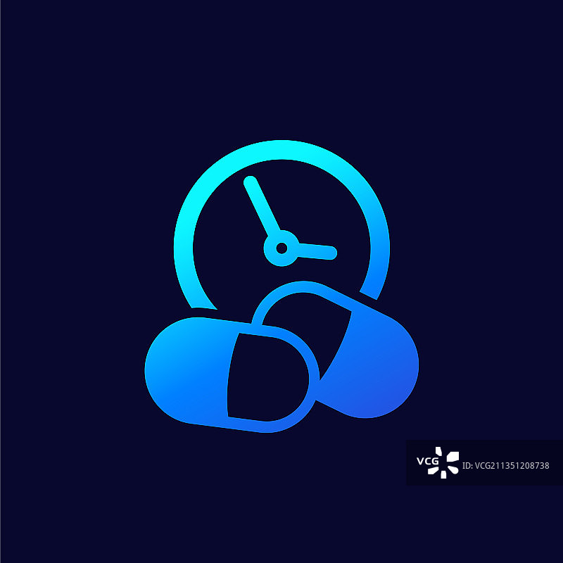 药物时间与时钟药丸图标图片素材