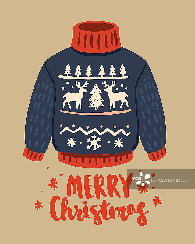 带鹿图案的丑陋圣诞毛衣图片素材