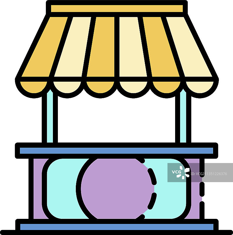 街头报亭图标颜色轮廓图片素材