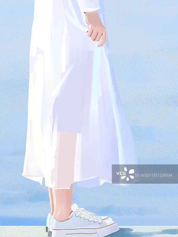 海边少女的裙摆图片素材