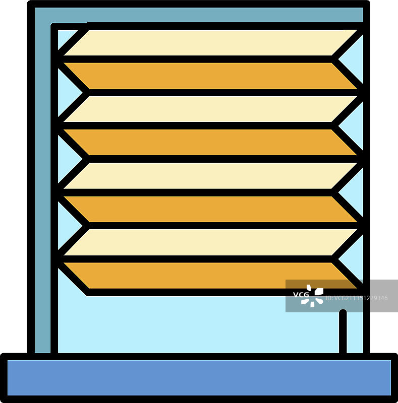 水平百叶窗滚轮图标颜色轮廓图片素材