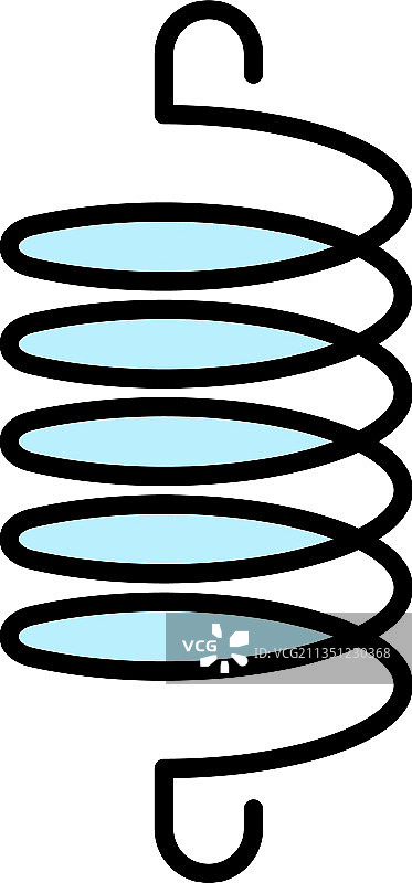 螺旋弹性线圈彩色轮廓图标图片素材