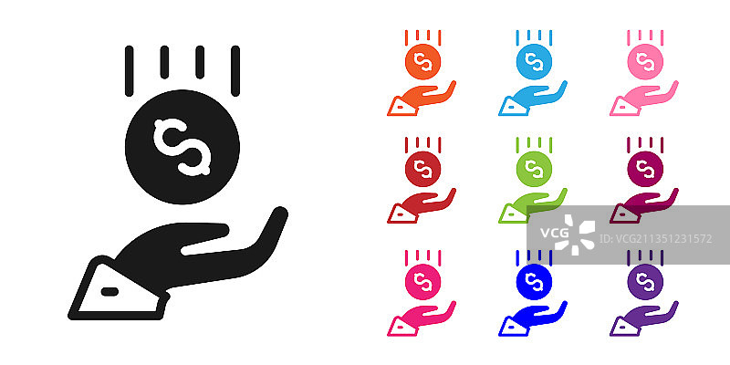 手上的黑色硬币 - 最低工资图标图片素材