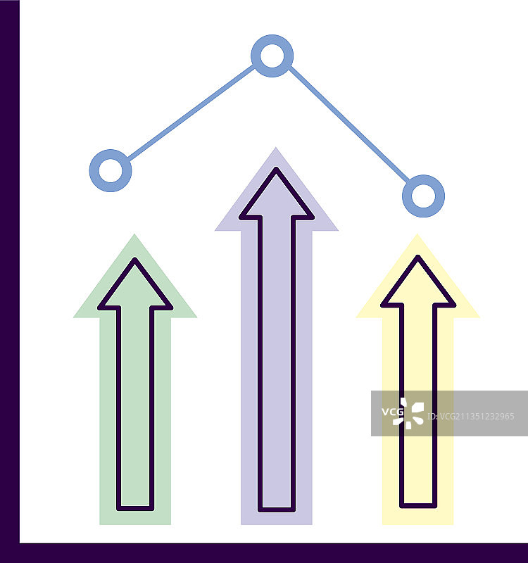 带上升箭头的折线图图片素材