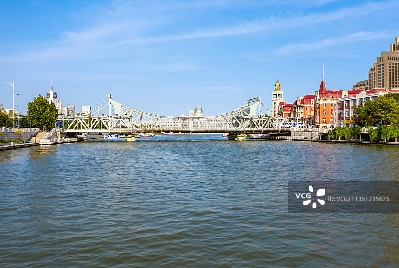 天津海河上的解放桥建筑风光图片素材