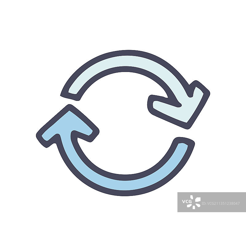 圆形箭头彩色涂鸦简约图标图片素材