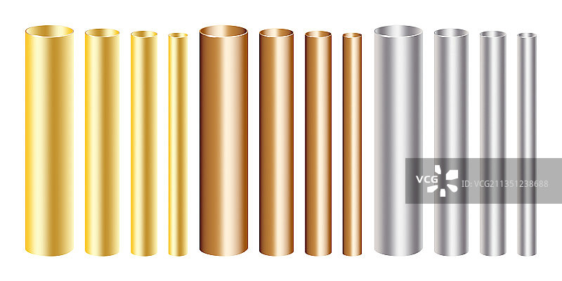 金色铜、银色铝管图片素材