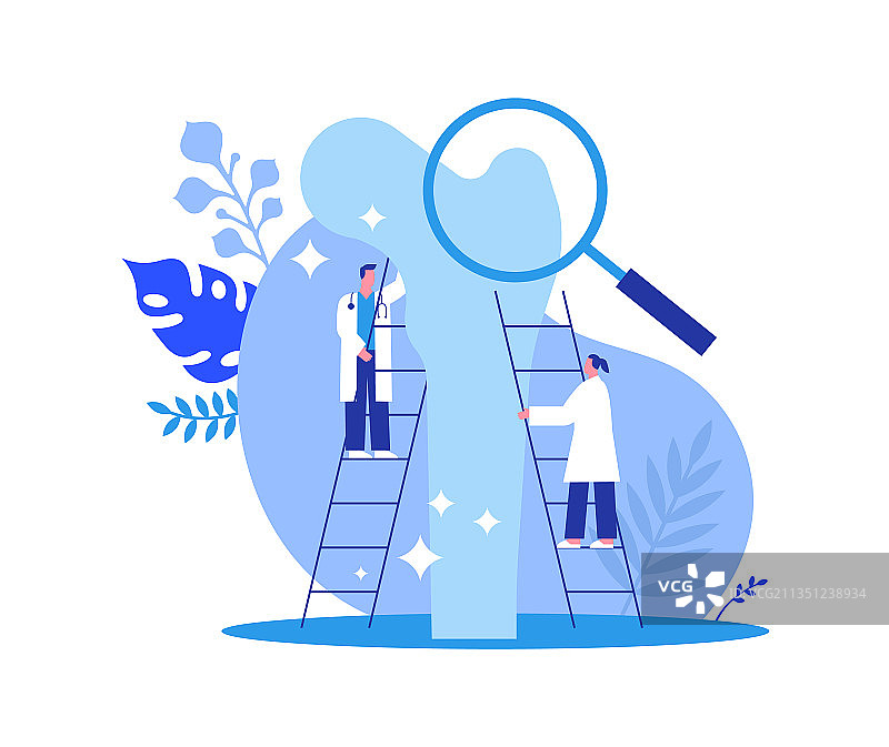 医生团队人体骨骼研究概念图片素材