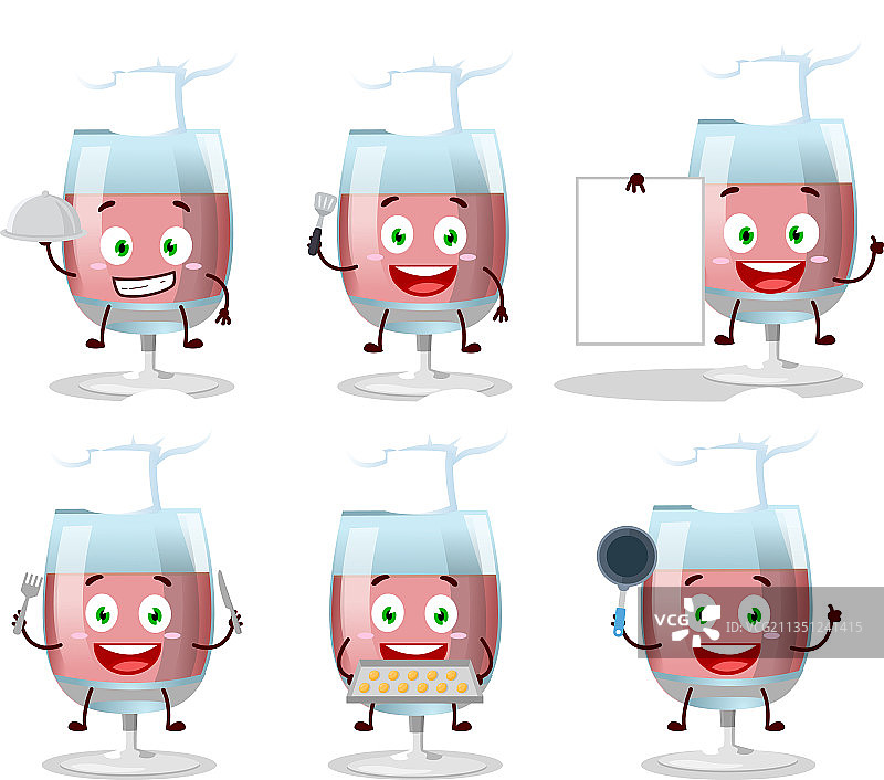卡通人物：搭配厨师的桃红葡萄酒图片素材