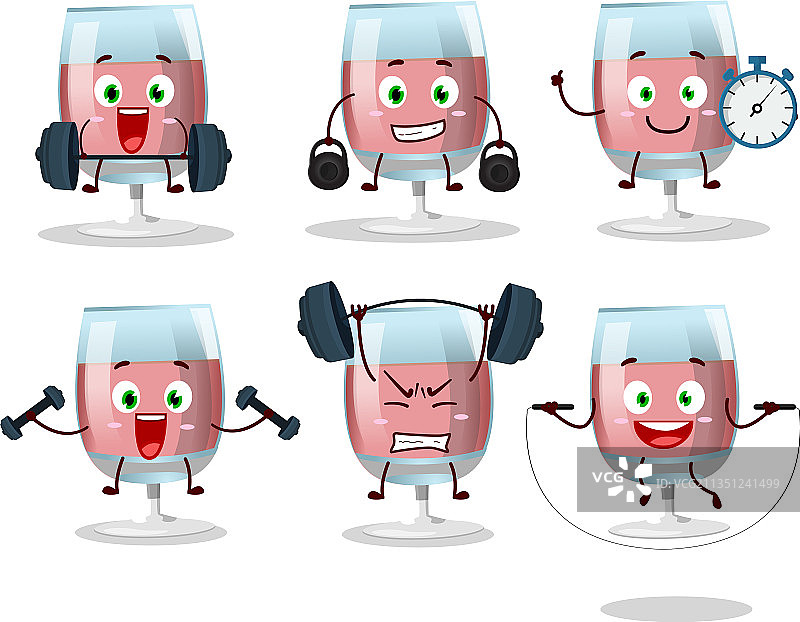 卡通风格的健康玫瑰葡萄酒品尝图片素材