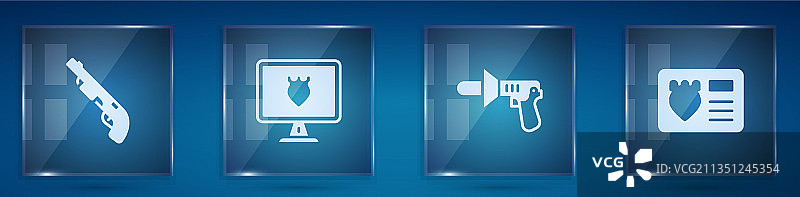 警用猎枪数据库套装：喇叭和徽章图片素材