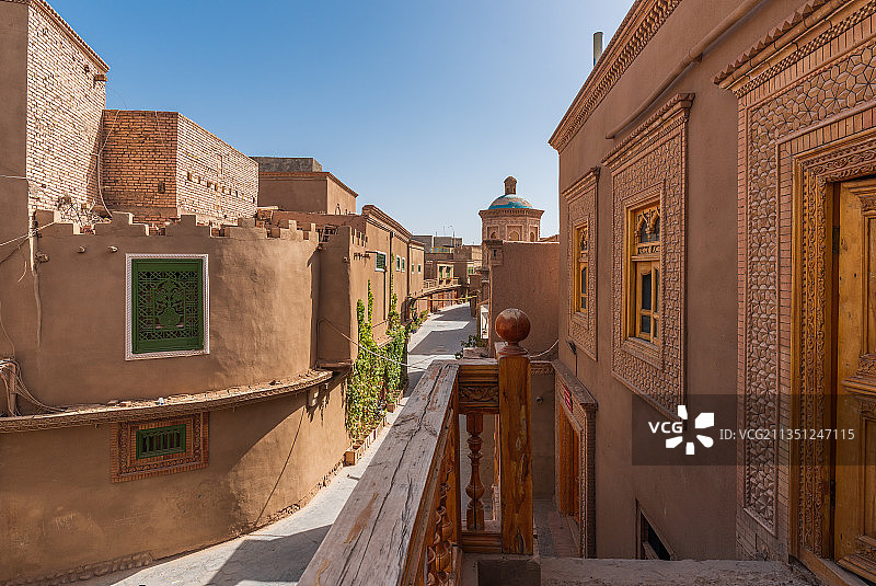 喀什古城景区的民族特色街景图片素材