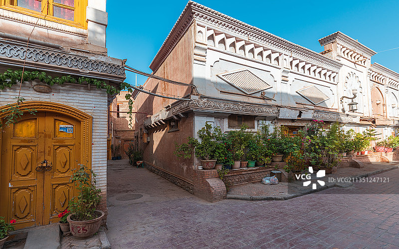 喀什古城景区的民族特色街景图片素材