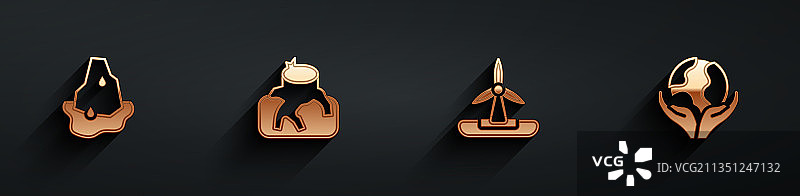 冰川融化、森林砍伐、风力涡轮机图片素材