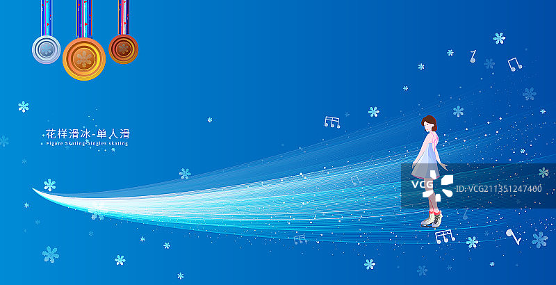 花样滑冰运动竞技项目滑雪运动的矢量插画图片素材