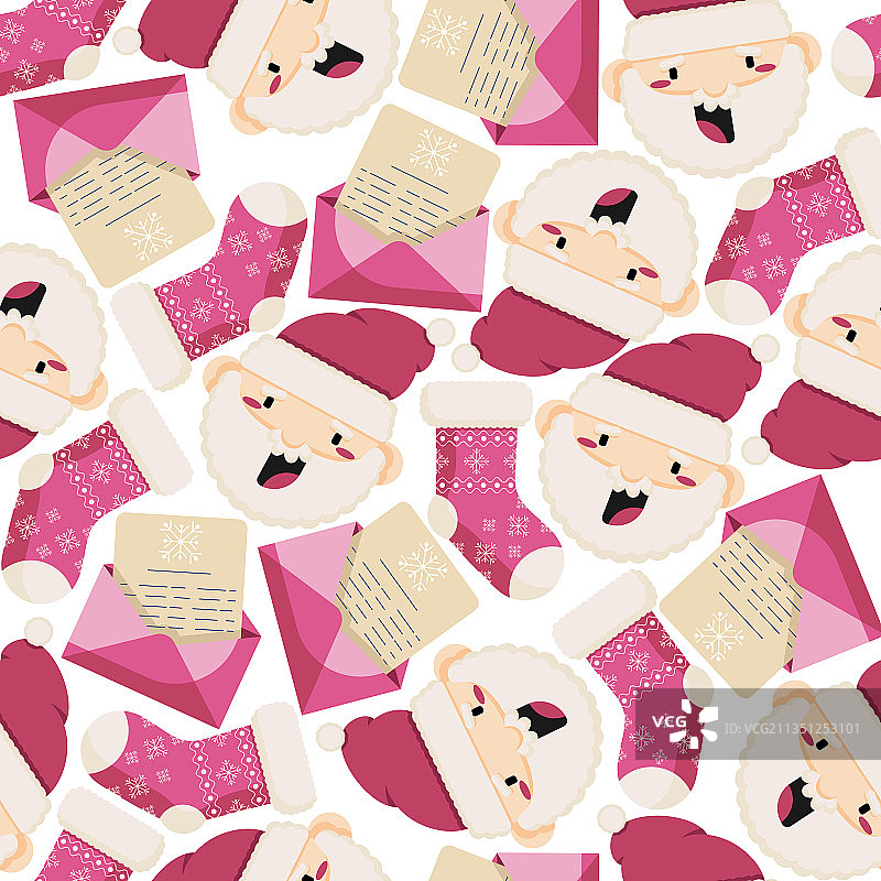 圣诞节符号和圣诞老人无缝图案图片素材