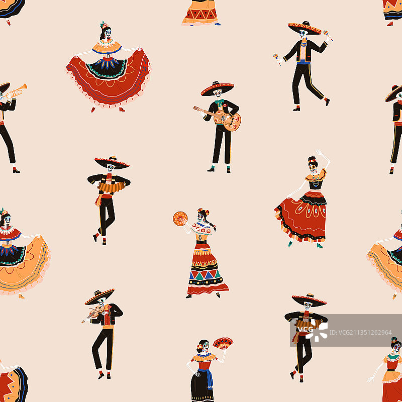 亡灵节墨西哥无缝图案图片素材