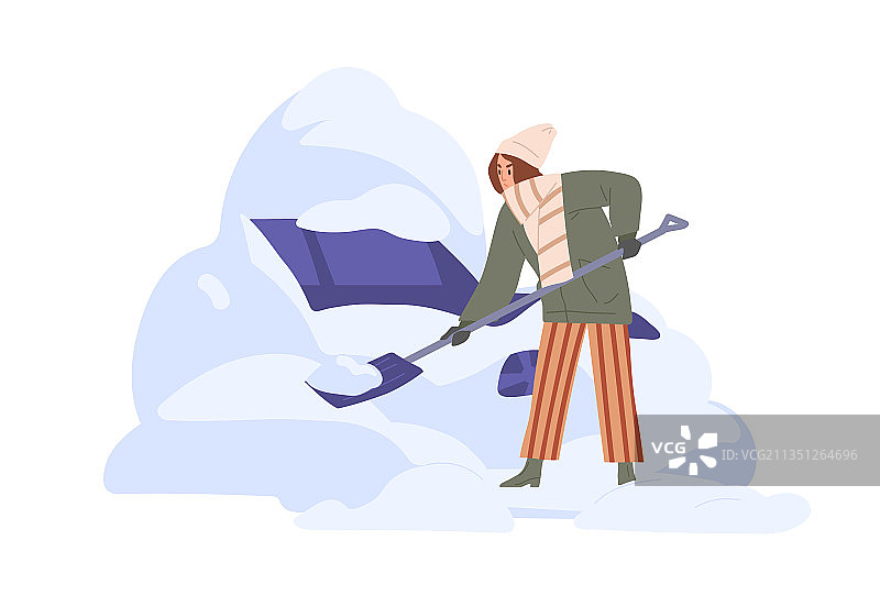 持铲清理车辆的人图片素材