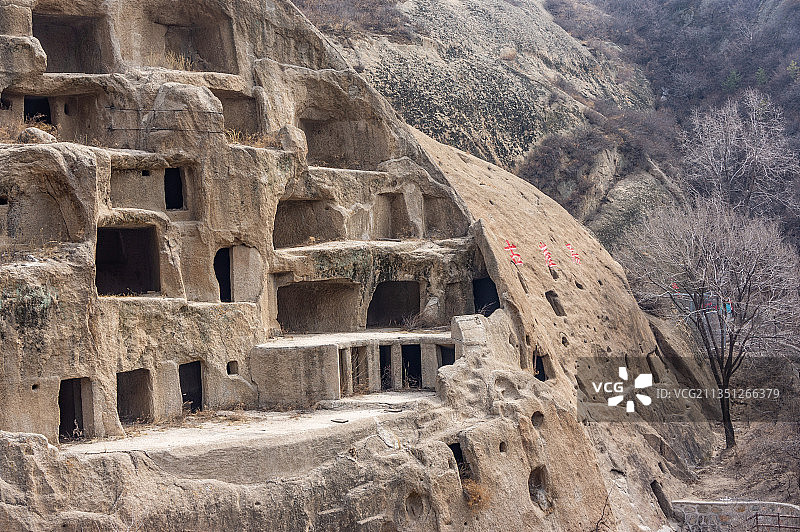 冬季北京古崖居风景区洞穴图片素材