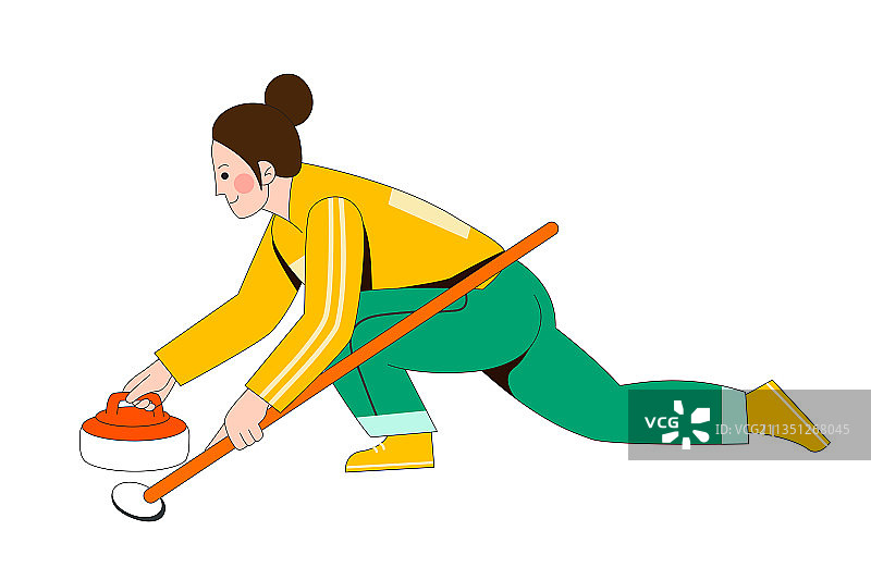冰壶运动矢量插画图片素材