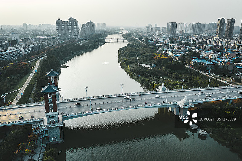颖上路泉河大桥+安徽省阜阳市颍泉区颖上路泉河大桥图片素材