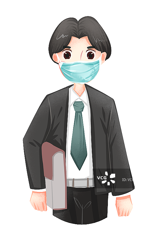 上班族戴着口罩插画元素图片素材