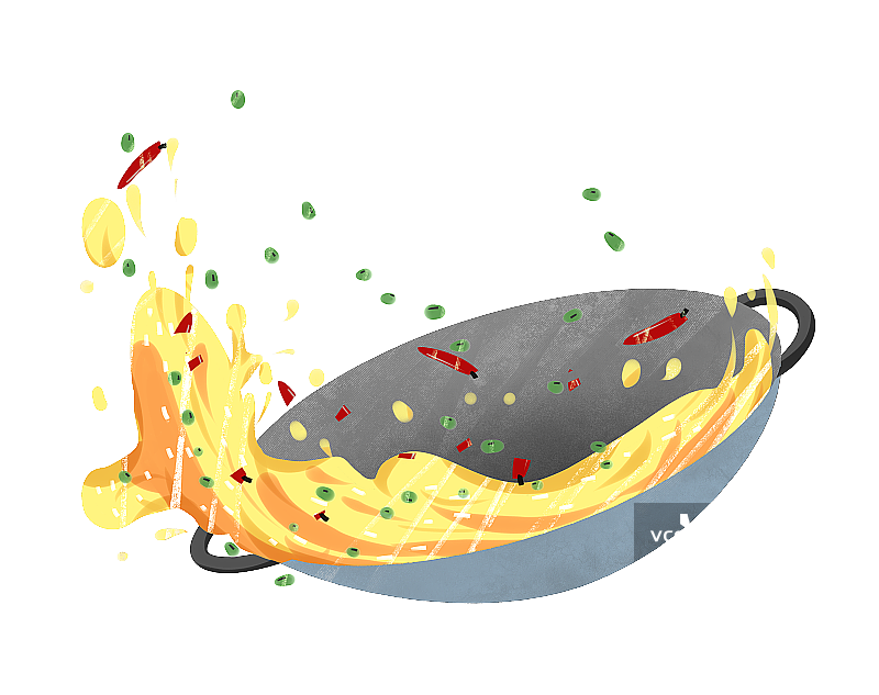 爆炒中餐插画元素图片素材