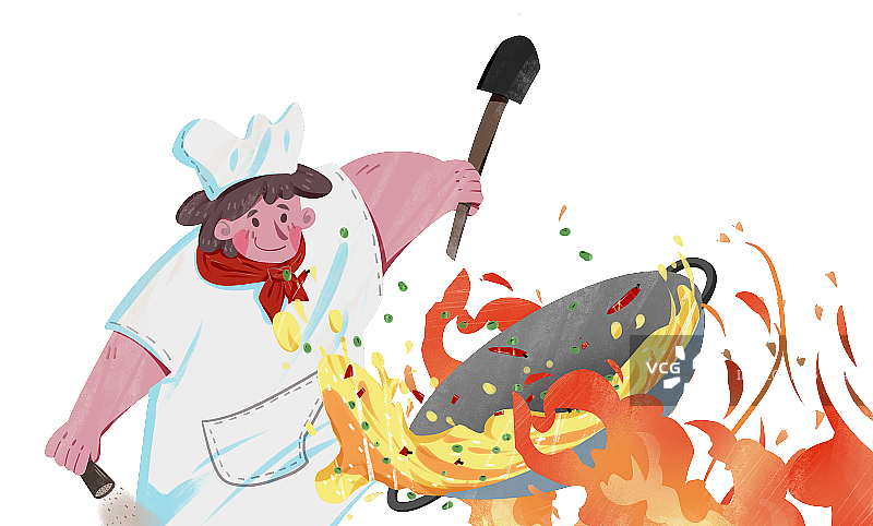中国厨师做中餐插画元素图片素材