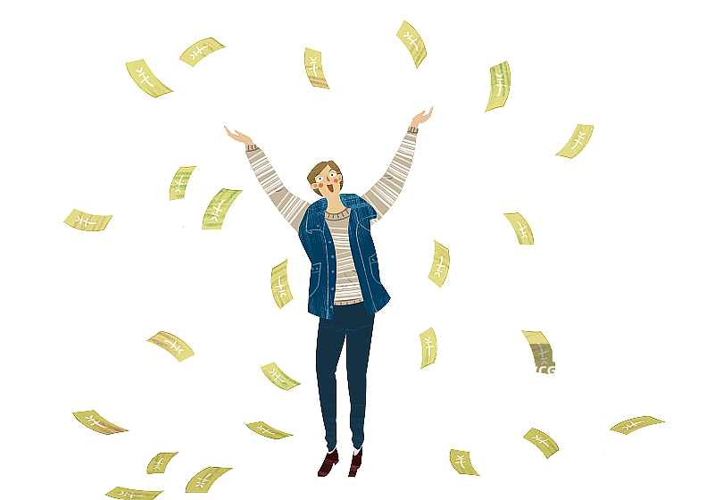 年终奖发财插画元素图片素材