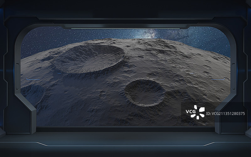 太空中的宇宙飞船视角 3D渲染图片素材