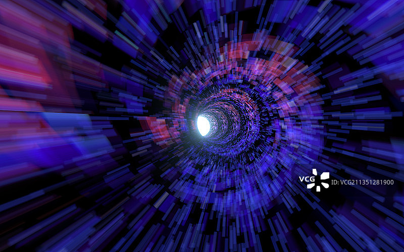 穿越在充满粒子的黑洞 3D渲染图片素材