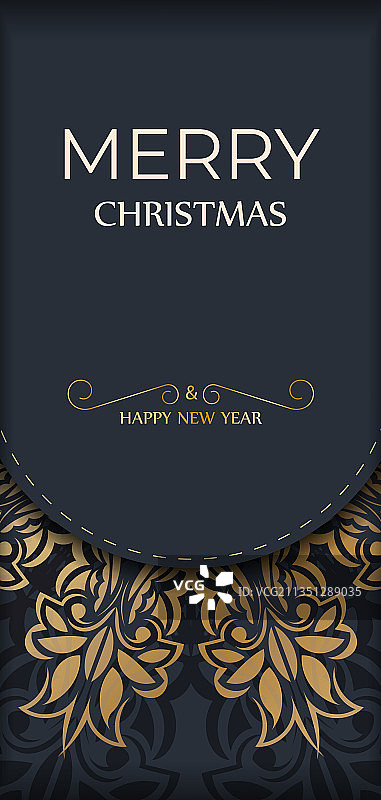 深蓝色复古金色圣诞节宣传单图片素材