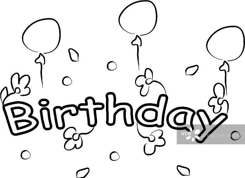 生日假日涂色书文本着色图片素材