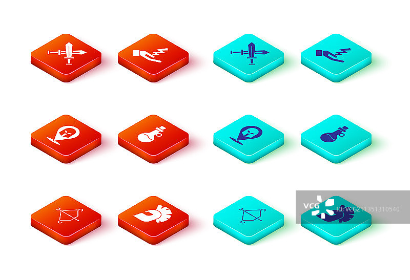 中世纪弓箭箭头希腊头盔瓶子套装图片素材