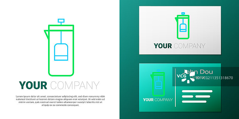 法式滤压壶线条图标，白色背景图片素材